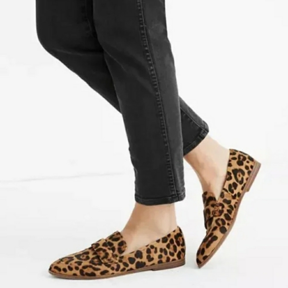 MADEWELL  Alex Loafer flat shoes Calf Hair Leopard Print Size 7.5